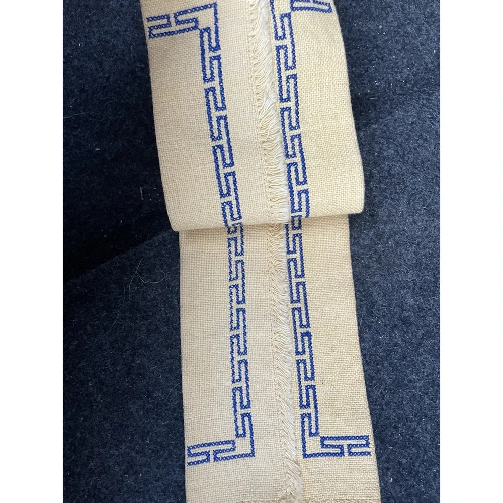 Vintage 2 Cross Stitch Fringed Figural Tea Towels, People Theme, Beige/White